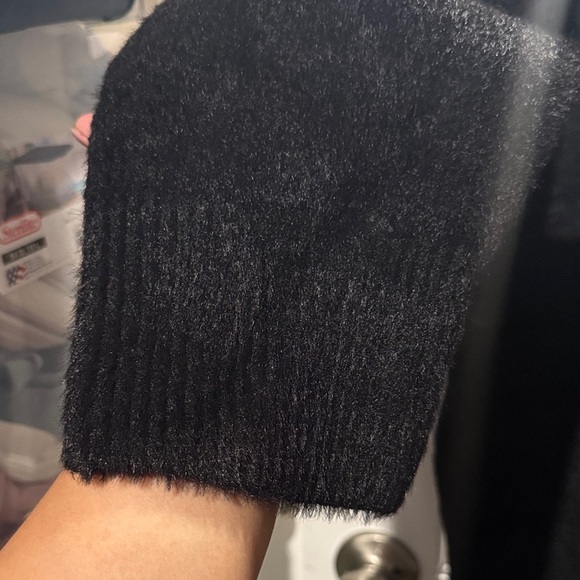 Ava & Viv Women's Fuzzy V-Neck Tunic Pullover Sweater - Black (Size 1X) - Picture 4 of 5